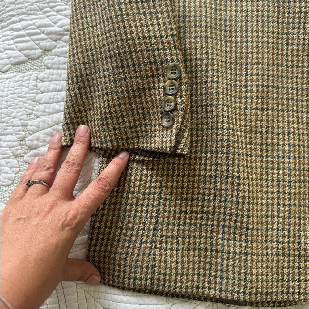 Men's Jos. A. Bank Wool Blend Tan Houndstooth Suit Jacket- 41L